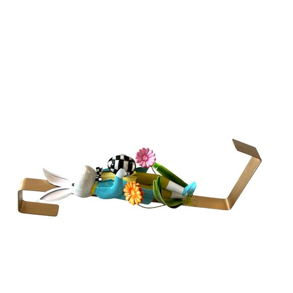 Brand New Mackenzie-Childs Calico Rabbit Wreath Hanger - Picture 6 of 8